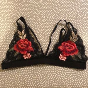 Lacey bralette with rose embroidery